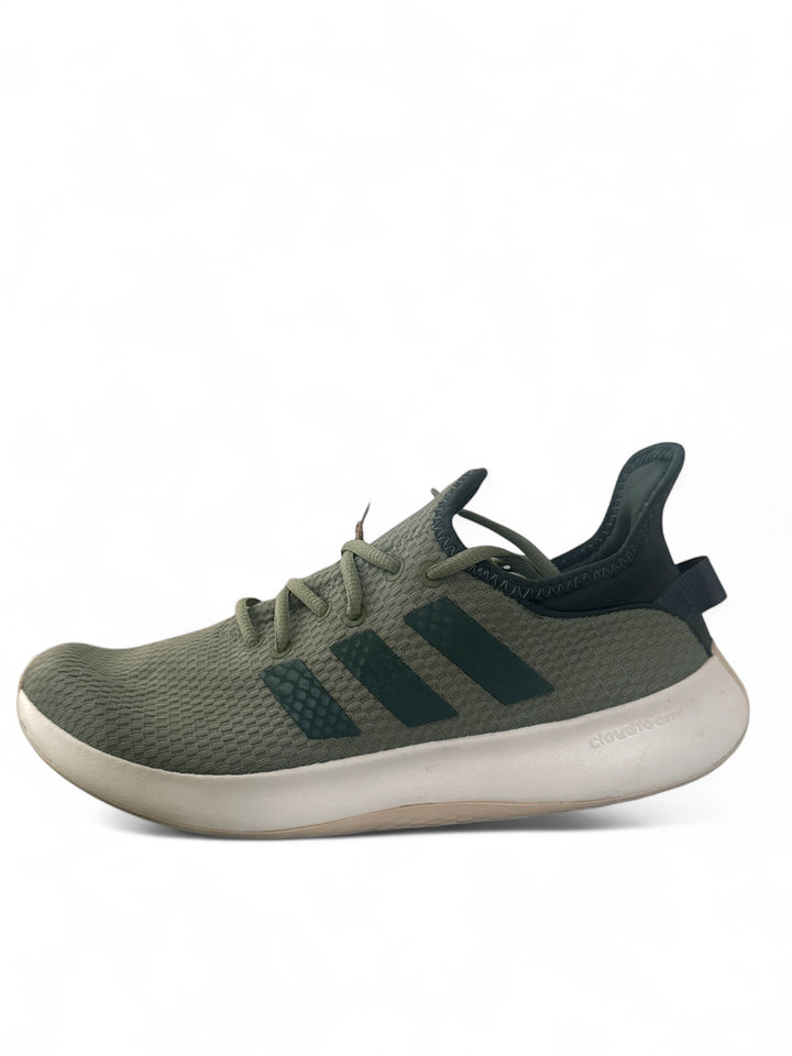 adidas Cloudfoam Pure women sneakers in green with cushioned support and modern low-top design.