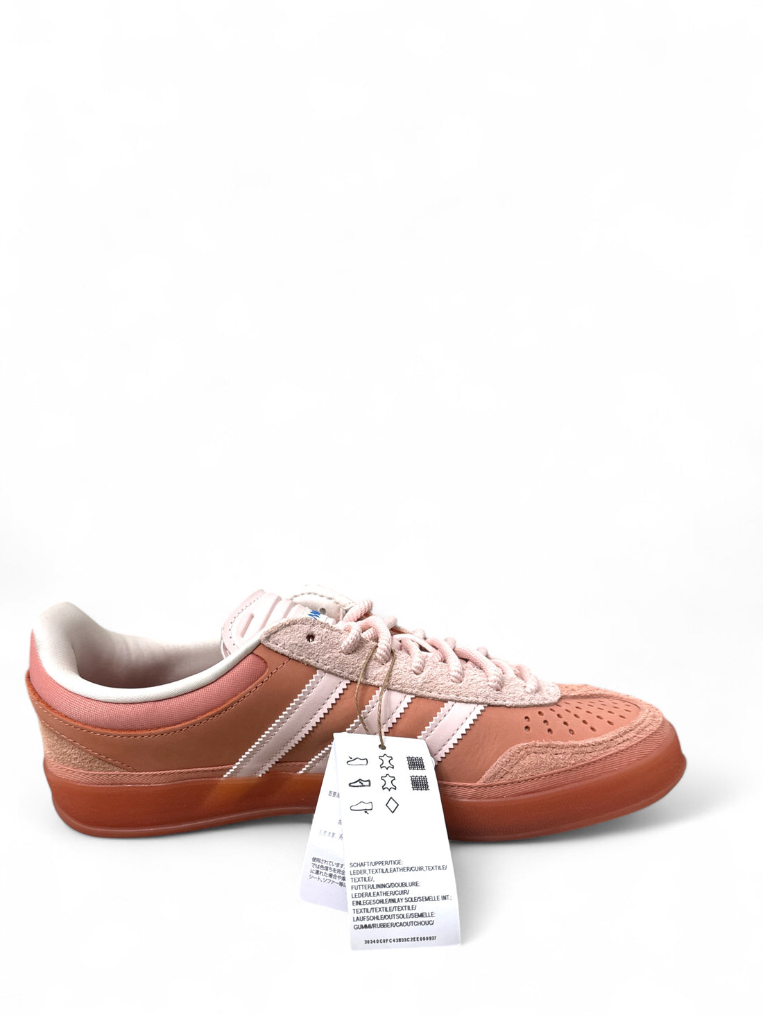 adidas Gazelle Bad Bunny sneakers in orange and pink colorway, showcasing unique style and tag.