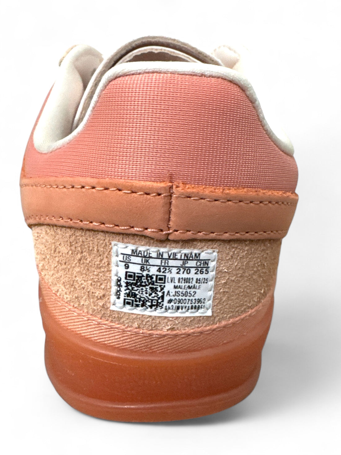 adidas Gazelle Bad Bunny sneakers back view featuring the soft suede and textile design.