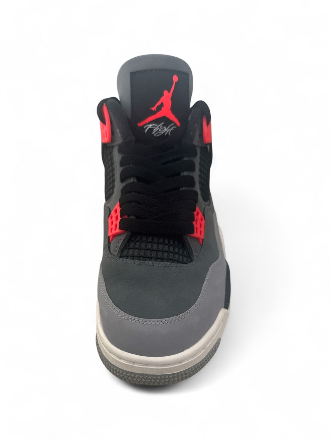 Jordan 4 Retro Infrared VNDS sneaker featuring grey upper and bold Infrared accents.