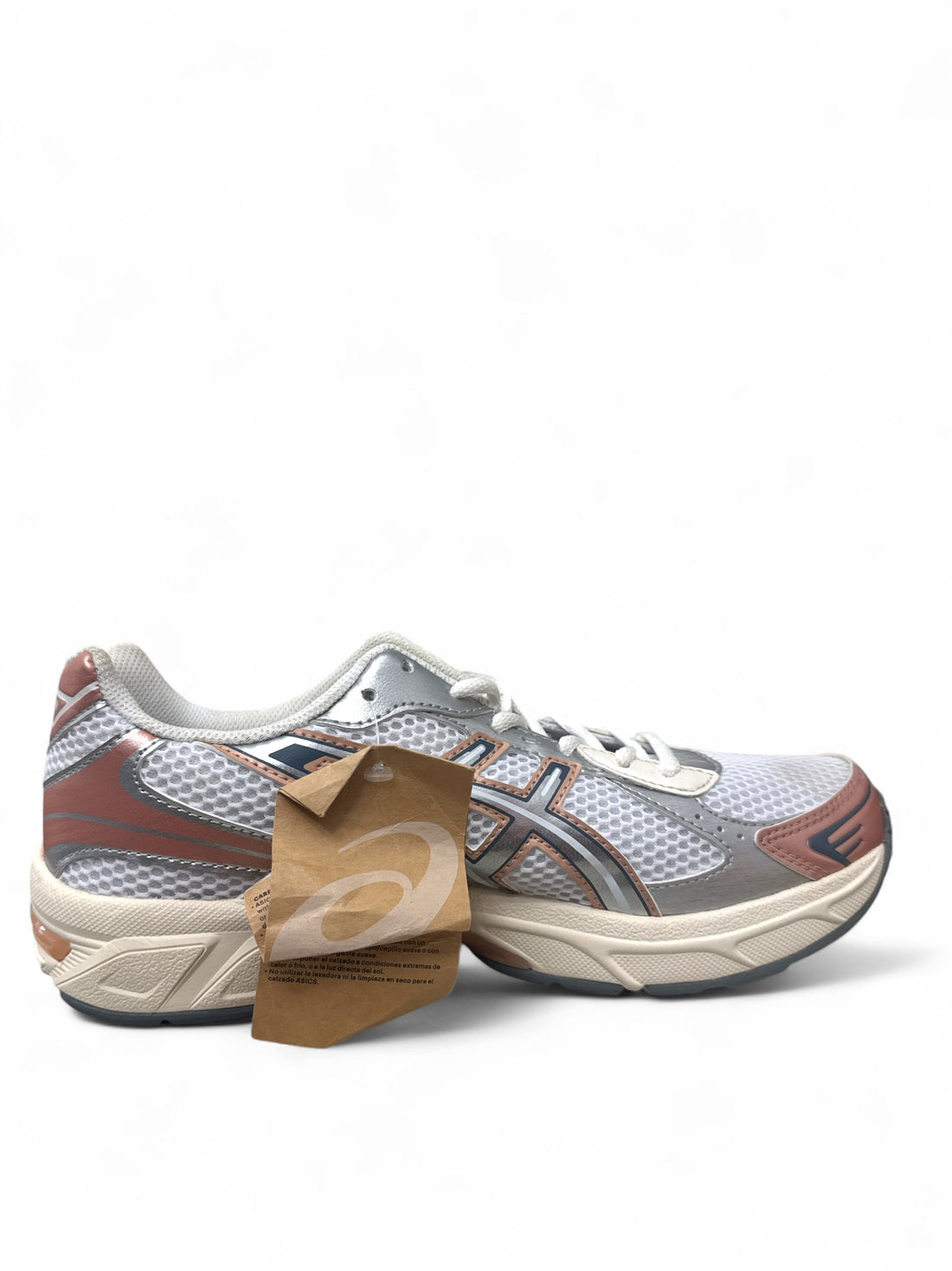 ASICS Gel-1130 White Pure Silver Bronze Mark on toe side view with tag attached.