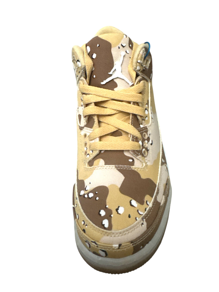 Jordan 3 Retro WNBA Desert Camo shoes - top view showcasing the unique camo pattern and design.