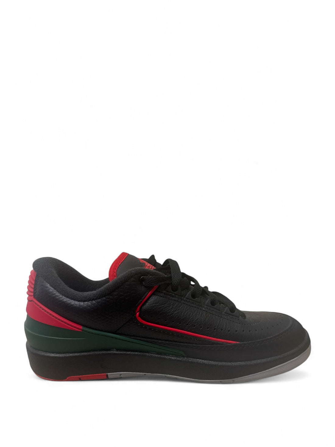 Jordan 2 Retro Low Christmas sneakers in black with holiday-themed accents.