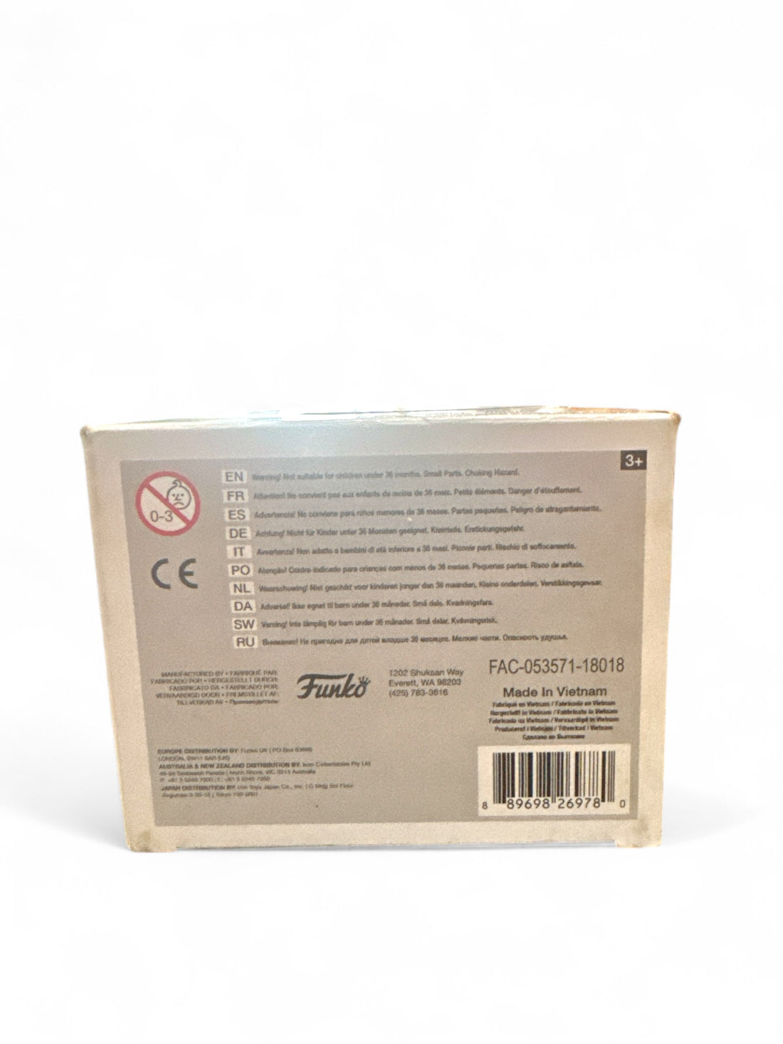 Back view of Tobias Beckett Funko Pop Walmart exclusive packaging with product details and barcode.