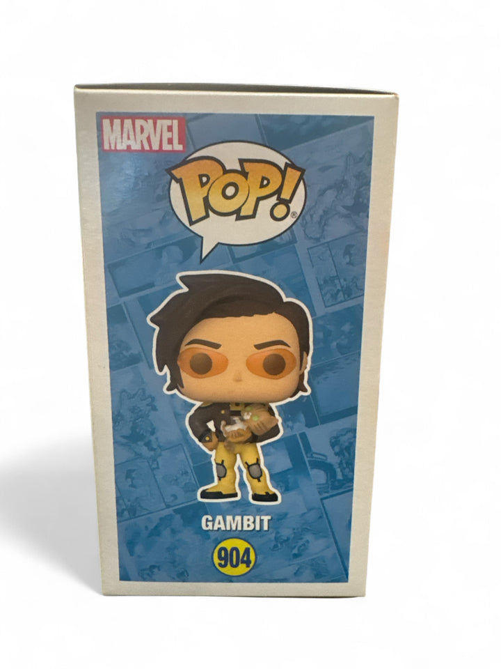 Funko Pop Gambit exclusive collectible figure in box showcasing Marvel character Gambit.