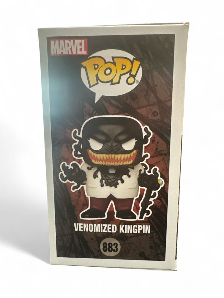 Venomized Kingpin Funko POP in its original box showcasing the menacing design and vibrant colors.