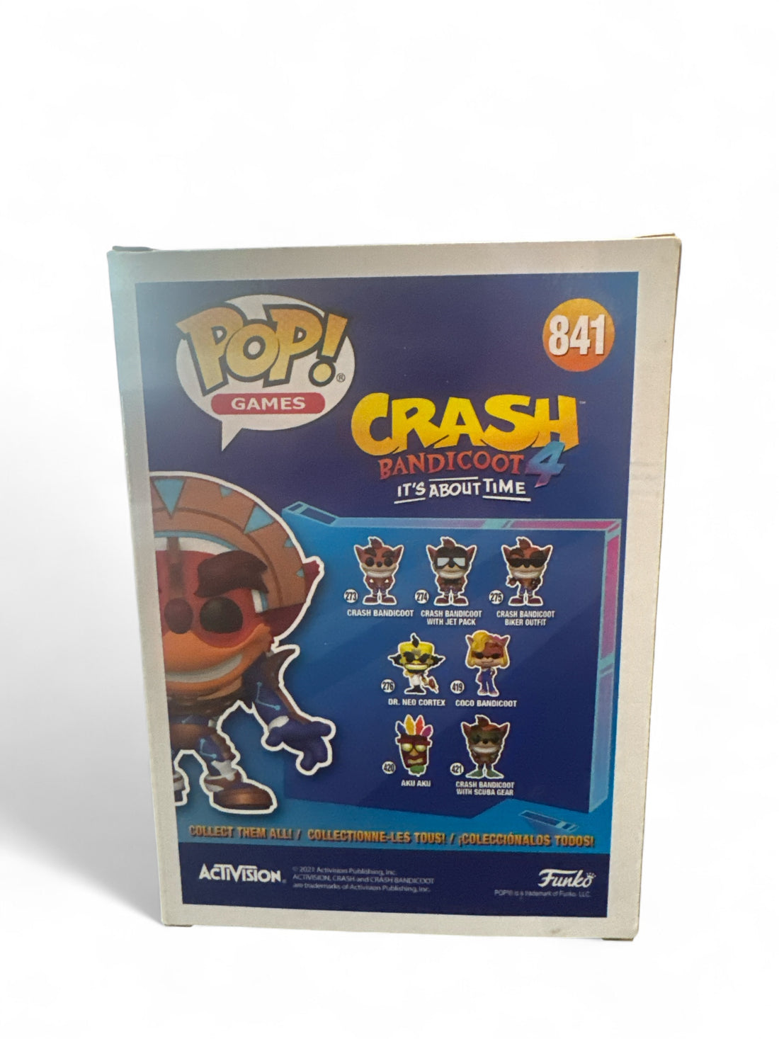 Limited edition Crash Bandicoot Funko Pop box showcasing character designs and packaging details.